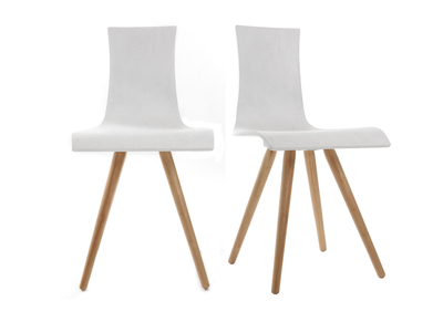 Set di due sedie in legno seduta bianca - BALTIK