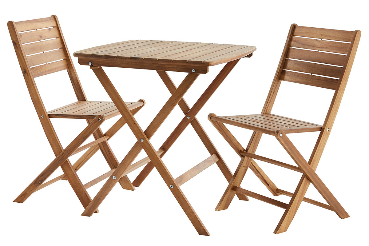 Set tavolo e sedie da giardino pieghevoli in massello di acacia CANOPEE