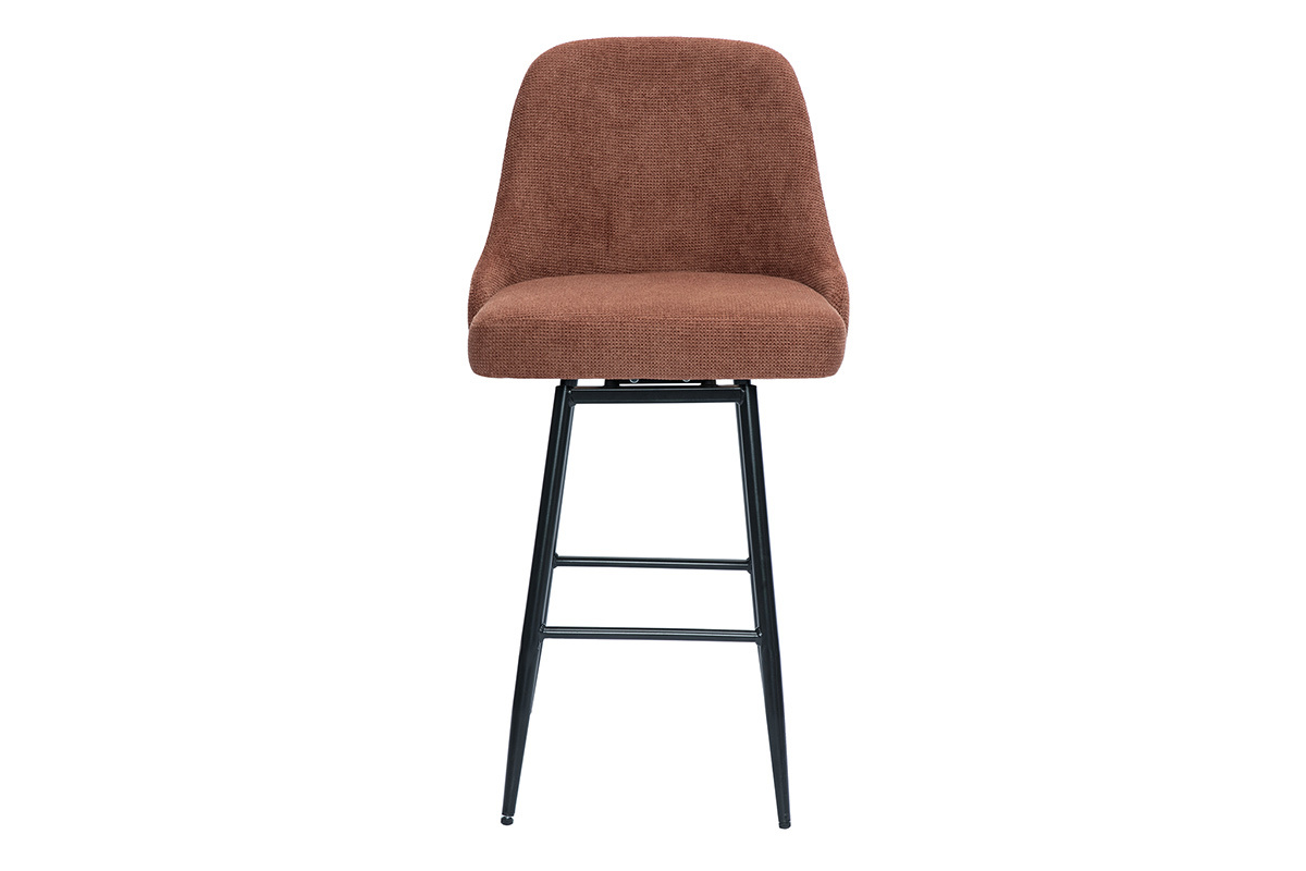 Sgabelli bar girevoli 360 in tessuto effetto velluto testurato terra bruciata e metallo H66 cm (confezione da 2) HASTA