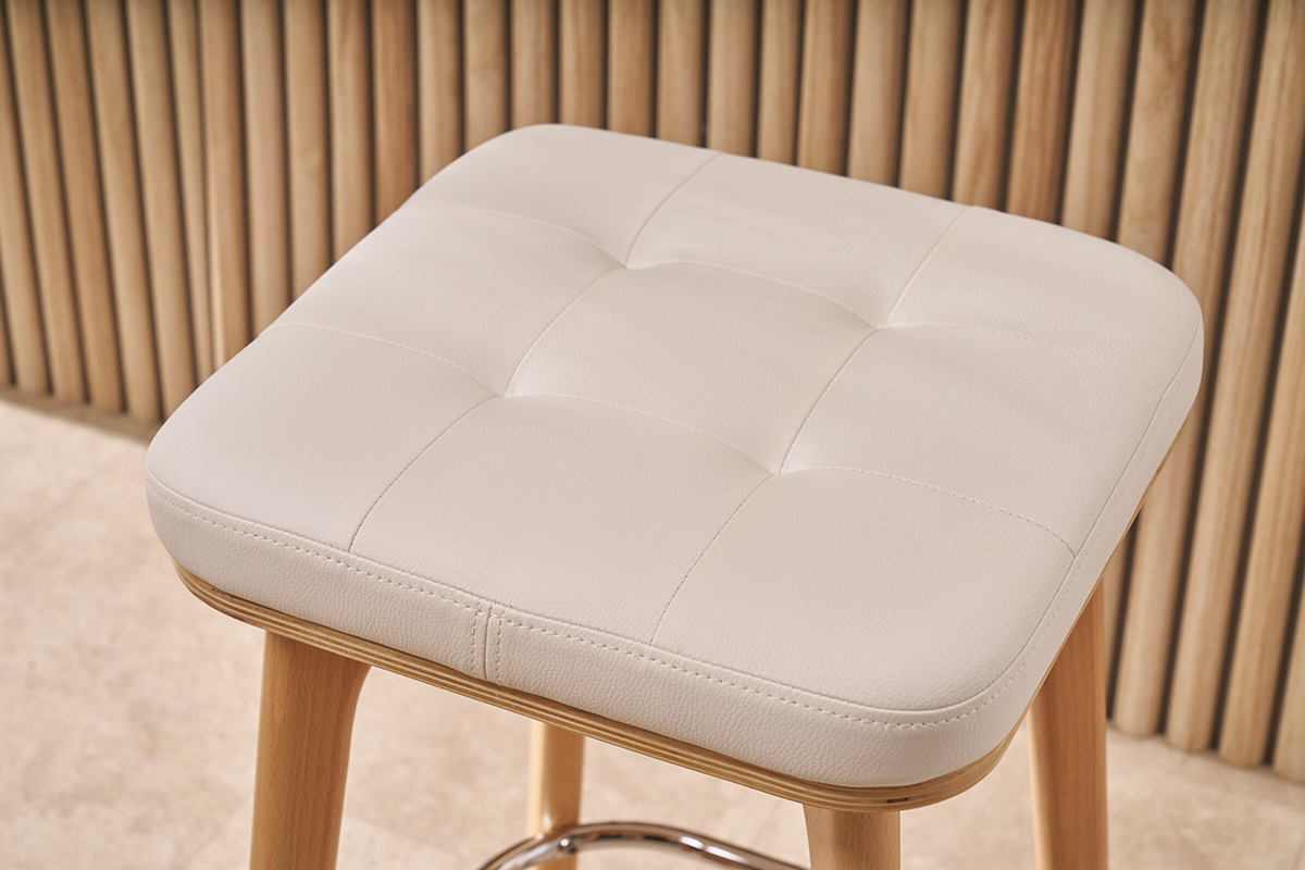Sgabelli da bar bianco e legno chiaro 65 cm (set di 2) GRAMMA