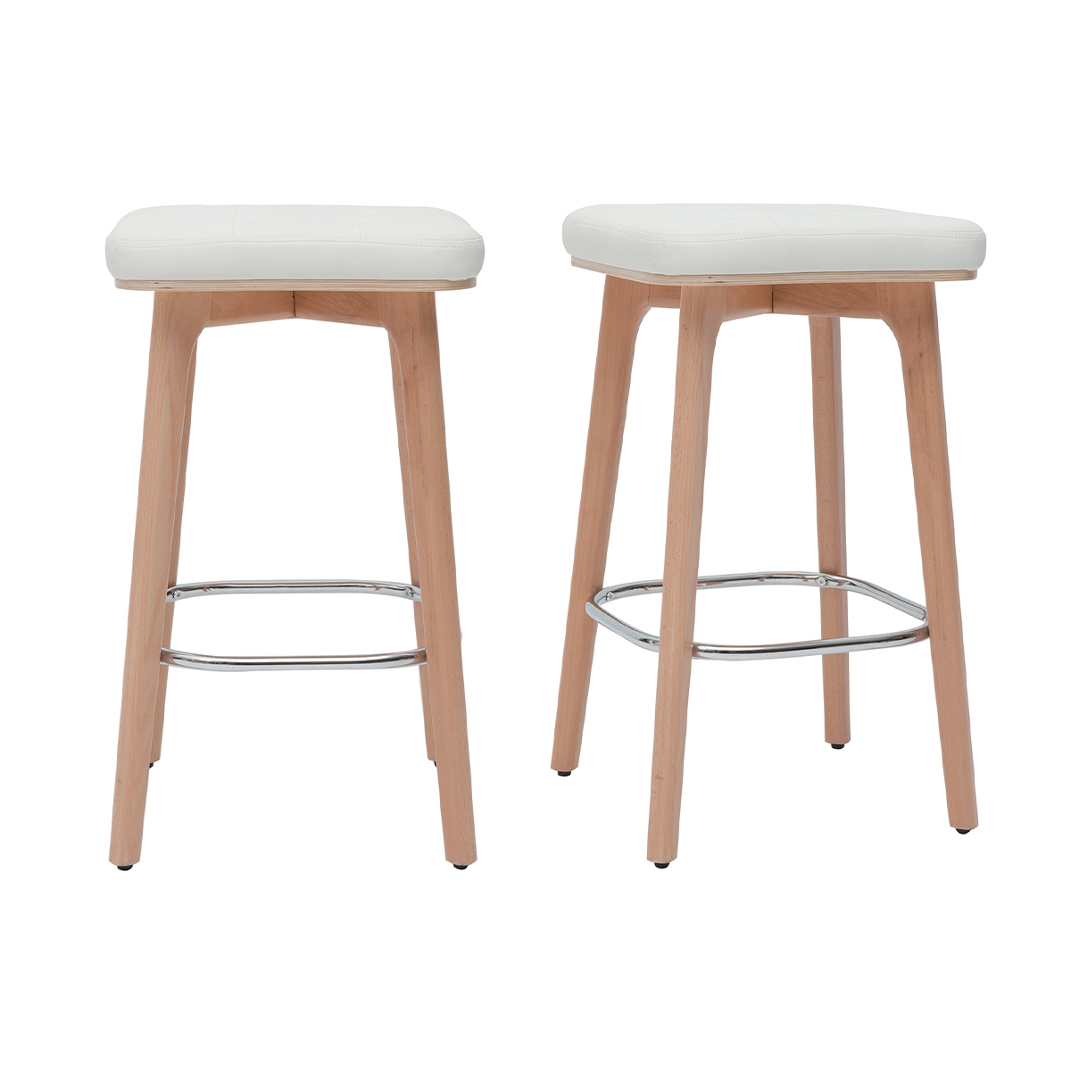 Sgabelli da bar bianco e legno chiaro 65 cm (set di 2) GRAMMA