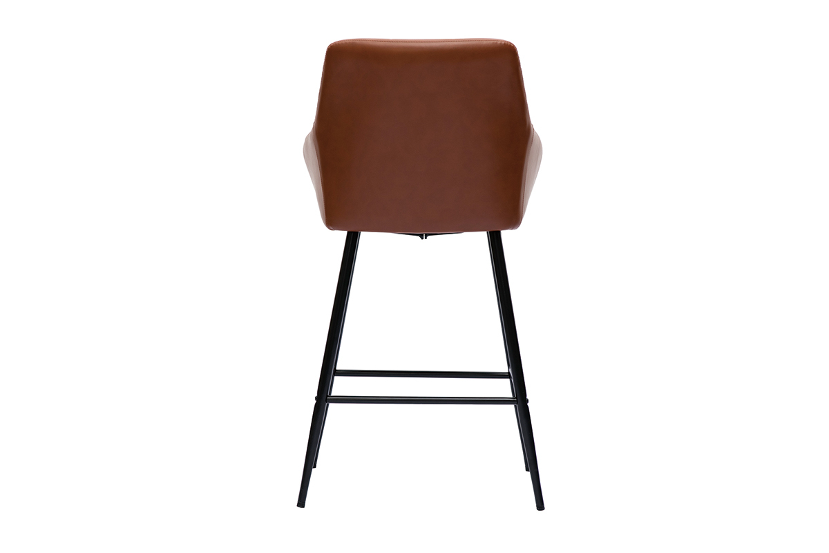 Sgabelli da bar con seduta trapuntata marrone e metallo nero H65 cm (set di 2) MONTERO