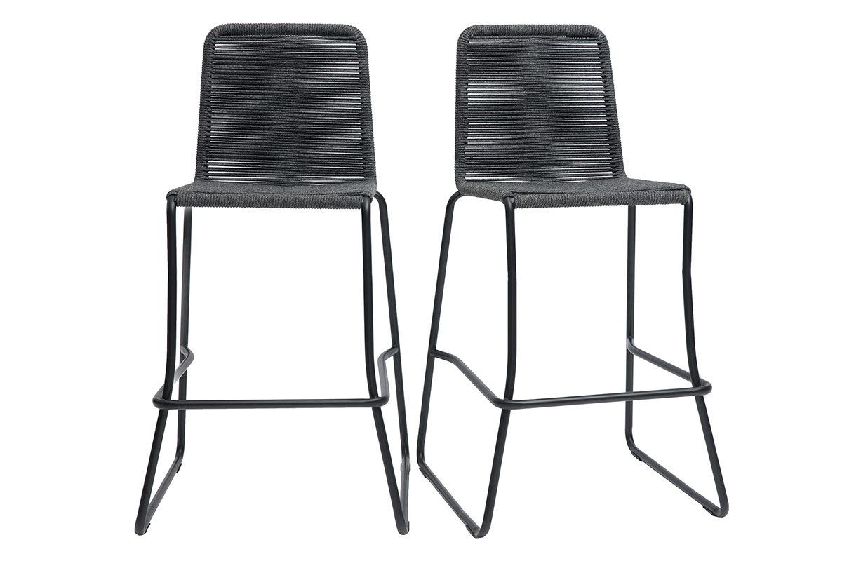 Sgabelli da bar da esterno in cordame grigio 72 cm (set di 2) YORGO