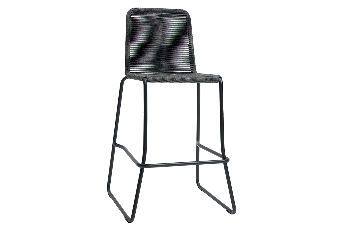 Sgabelli da bar da esterno in cordame grigio 72 cm (set di 2) YORGO