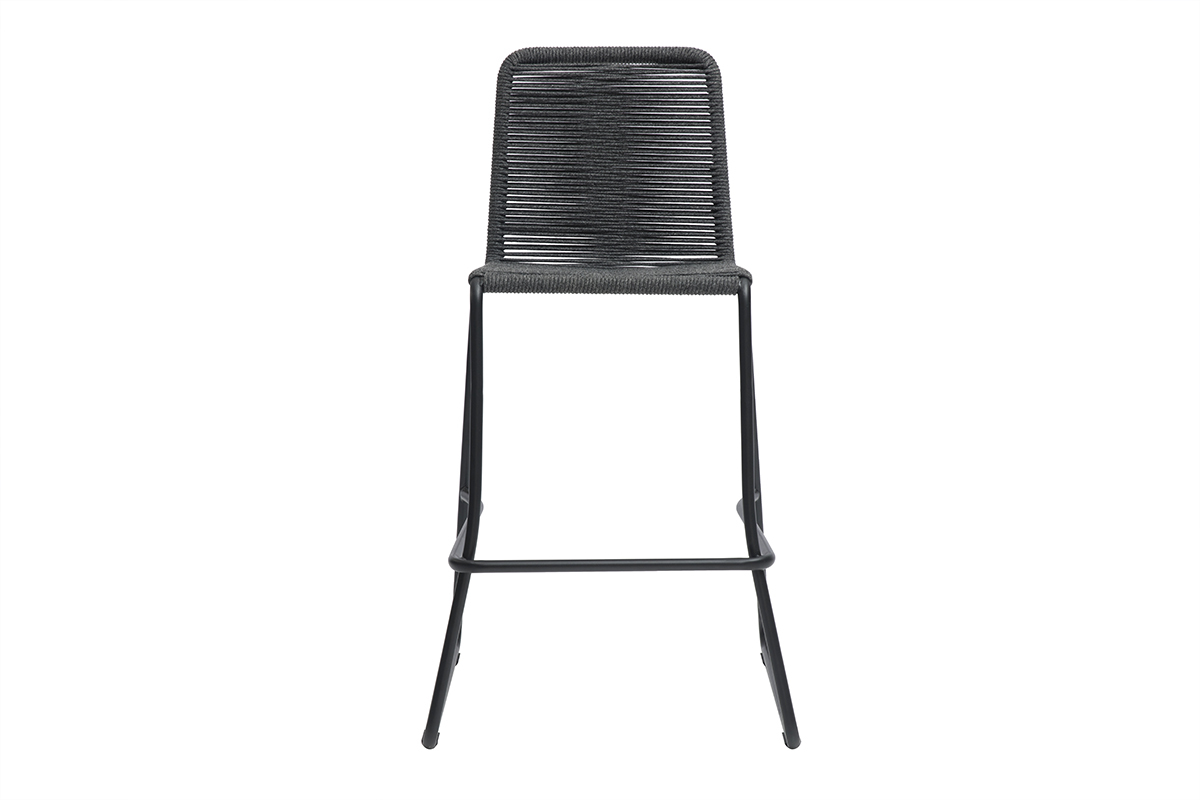 Sgabelli da bar da esterno in cordame grigio 72 cm (set di 2) YORGO