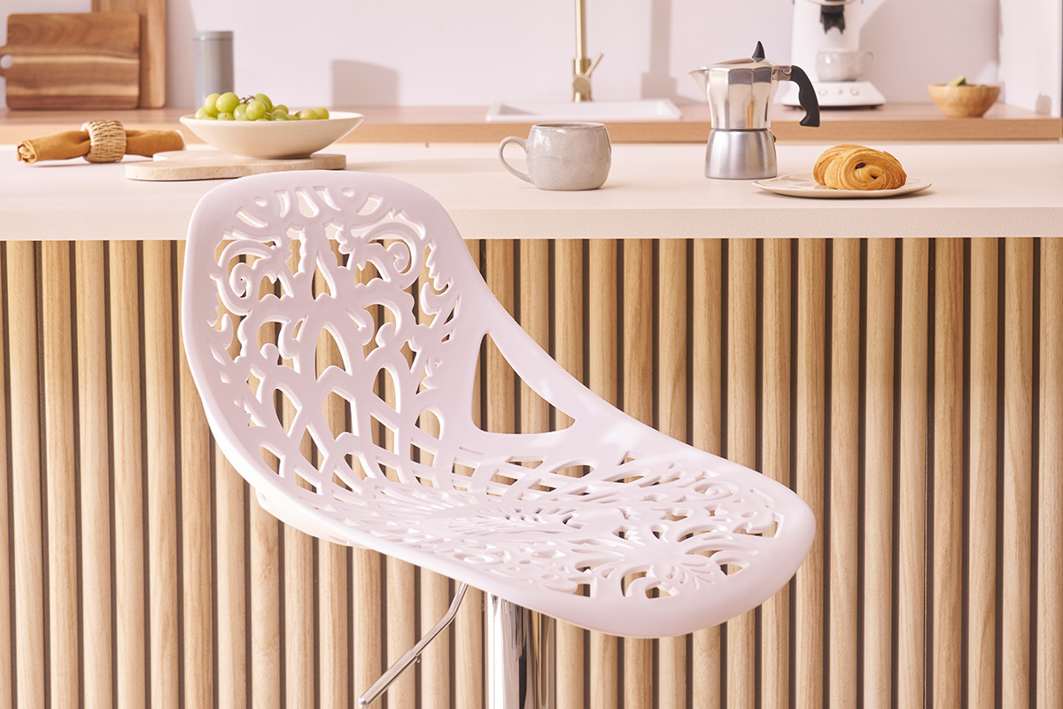 Sgabelli da bar design barocco bianco - set di 2 BAROCCA