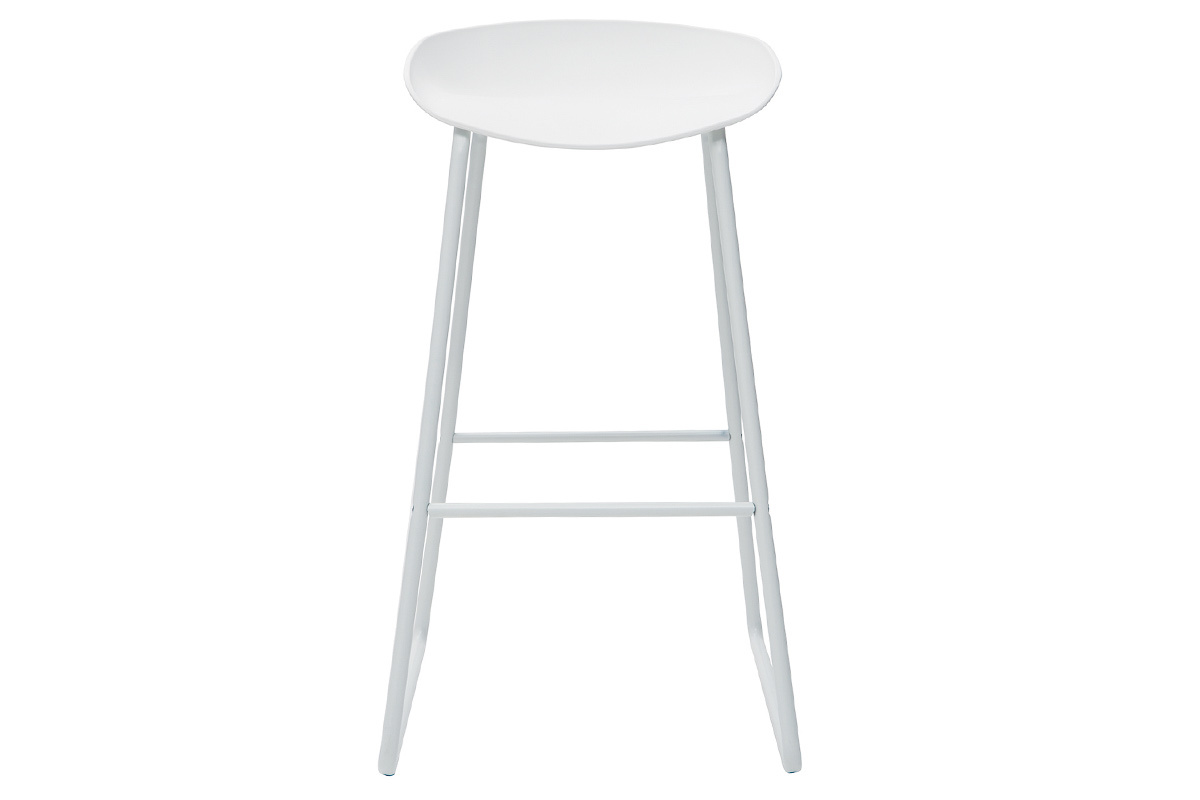 Sgabelli da bar design bianchi con piedi in metallo (set di 2) PEBBLE