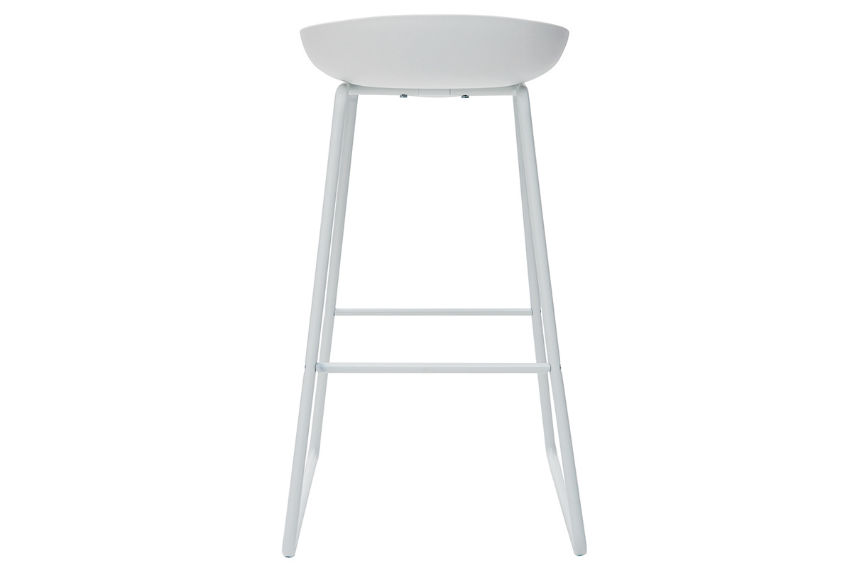 Sgabelli da bar design bianchi con piedi in metallo (set di 2) PEBBLE