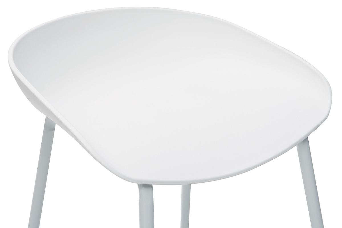 Sgabelli da bar design bianchi con piedi in metallo (set di 2) PEBBLE