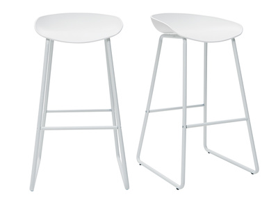 Sgabelli da bar design bianchi con piedi in metallo (set di 2) PEBBLE
