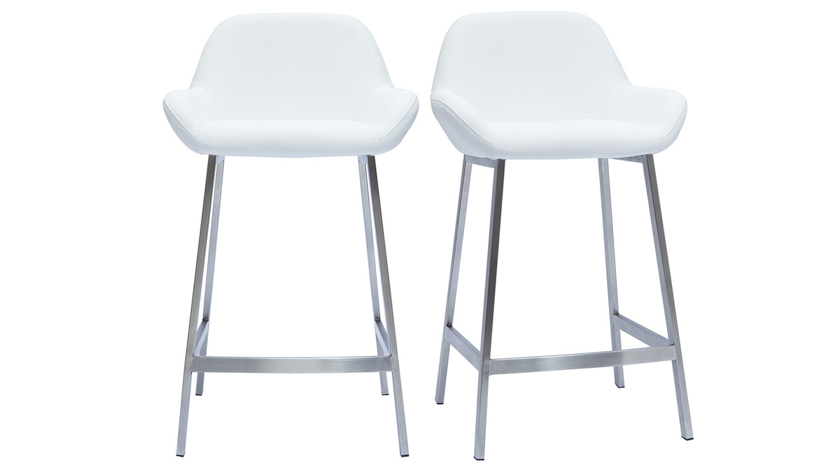 Sgabelli da bar design bianco e base metallo (lotto di 2) RINGER