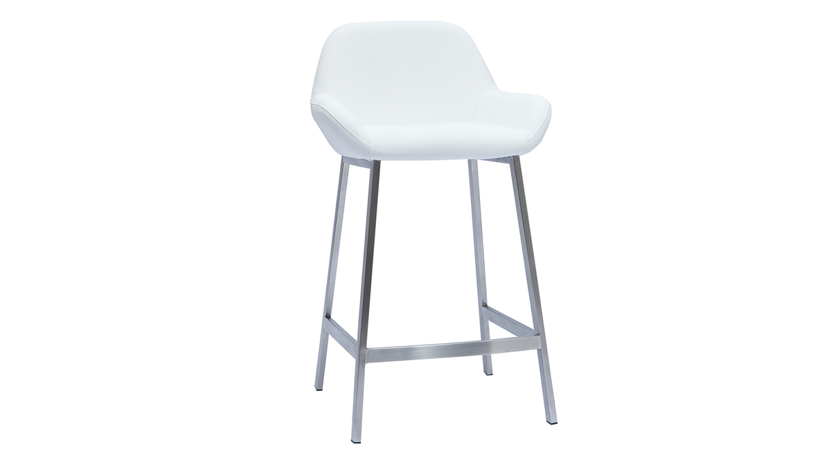 Sgabelli da bar design bianco e base metallo (lotto di 2) RINGER