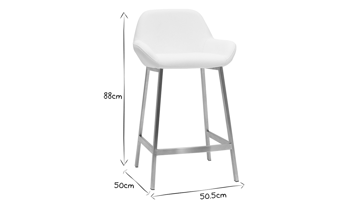 Sgabelli da bar design bianco e base metallo (lotto di 2) RINGER