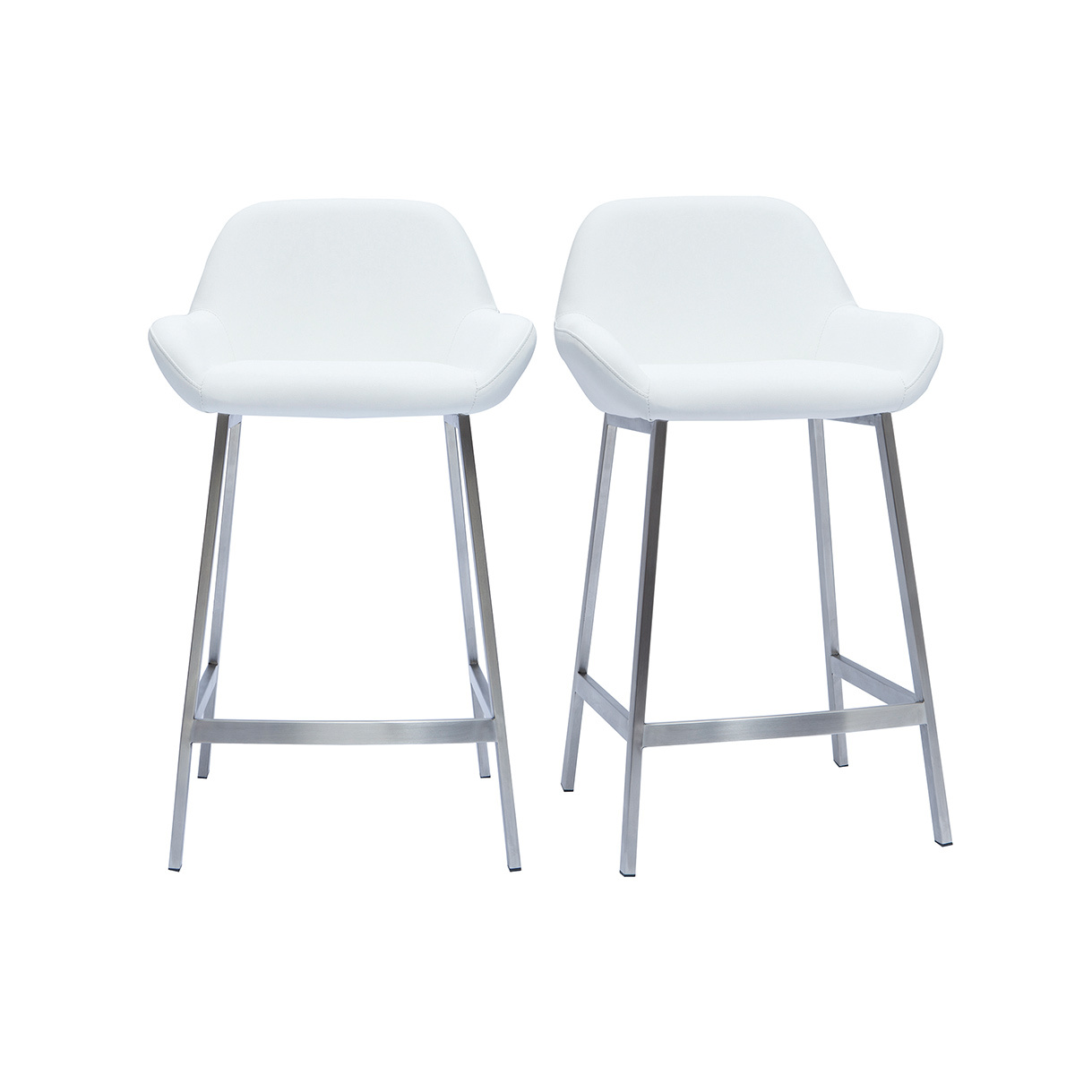 Sgabelli da bar design bianco e base metallo (lotto di 2) RINGER