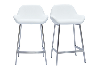 Sgabelli da bar design bianco e base metallo (lotto di 2) RINGER