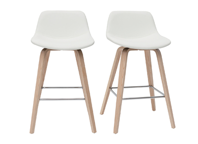 Sgabelli da bar design bianco e legno chiaro H65 cm (set di 2) NONIE