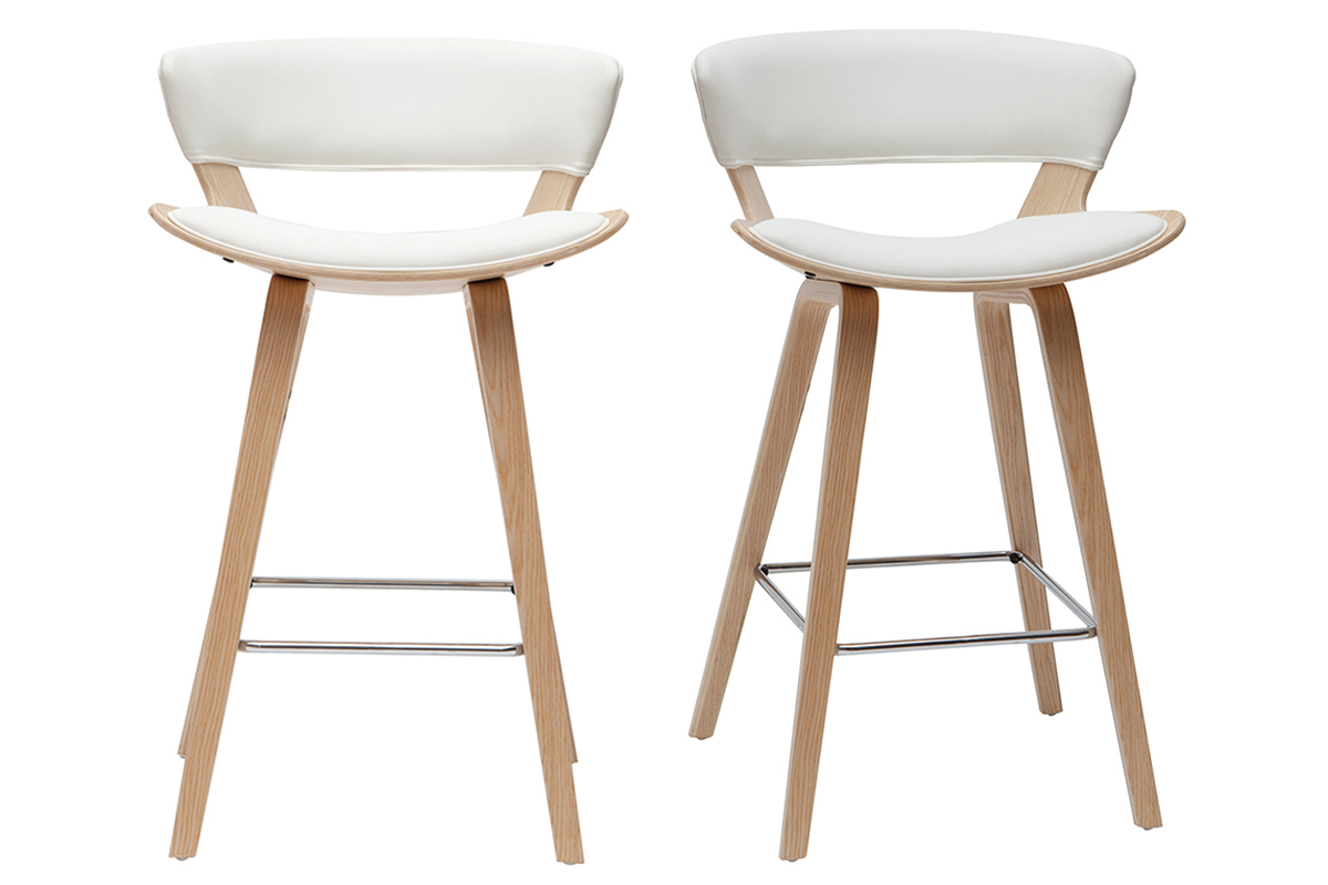 Set Di 2 Sgabelli Da Bar Dal Design Contemporaneo Con Gambe In Metallo Bianco Opaco E Seduta In Sintetico Nero 100000355 49078214