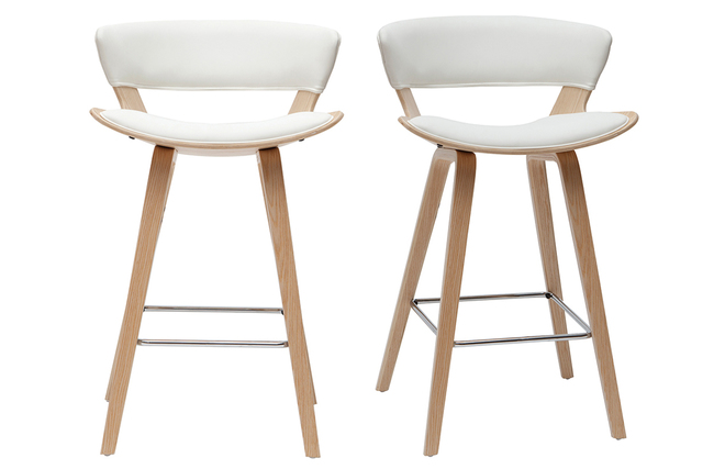 Sgabelli da bar design bianco e legno chiaro H65 cm (set di 2) SYRAH