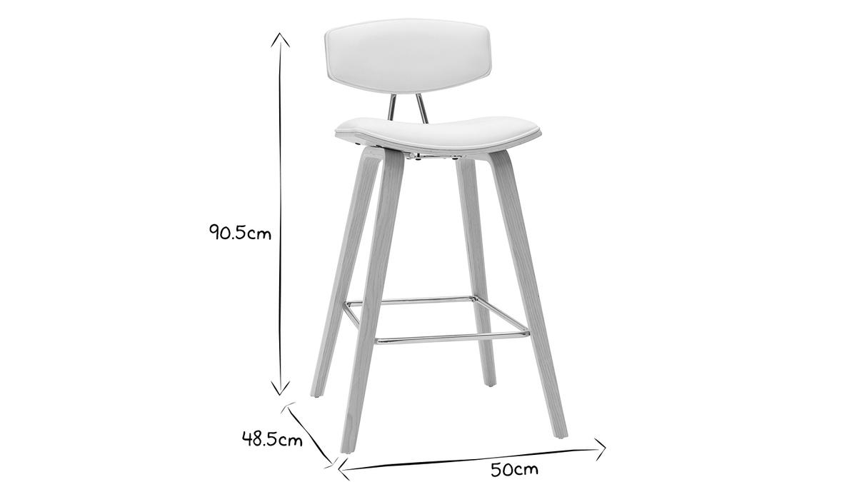 Sgabelli da bar design bianco e legno chiaro H69 cm (set di 2) VASCO