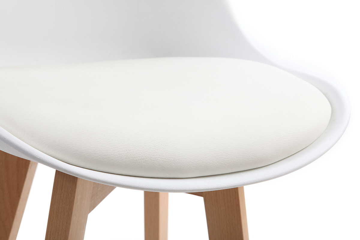 Sgabelli da bar design bianco e legno H65.5 cm (lotto di 2) PAULINE