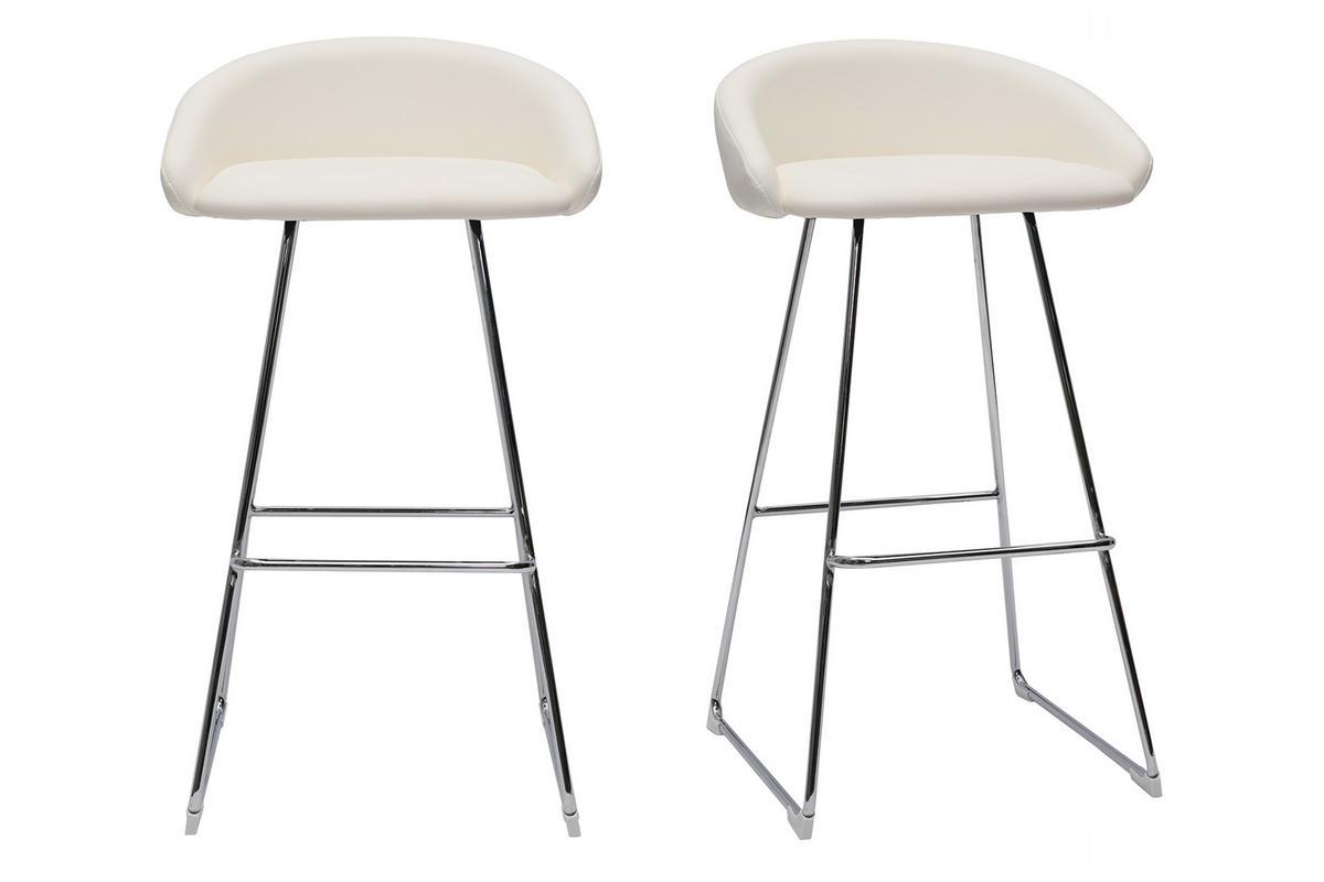 Sgabelli da bar design bianco e metallo cromato H75 cm (set di 2) REYNOLD