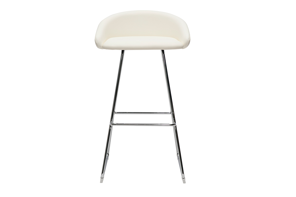 Sgabelli da bar design bianco e metallo cromato H75 cm (set di 2) REYNOLD