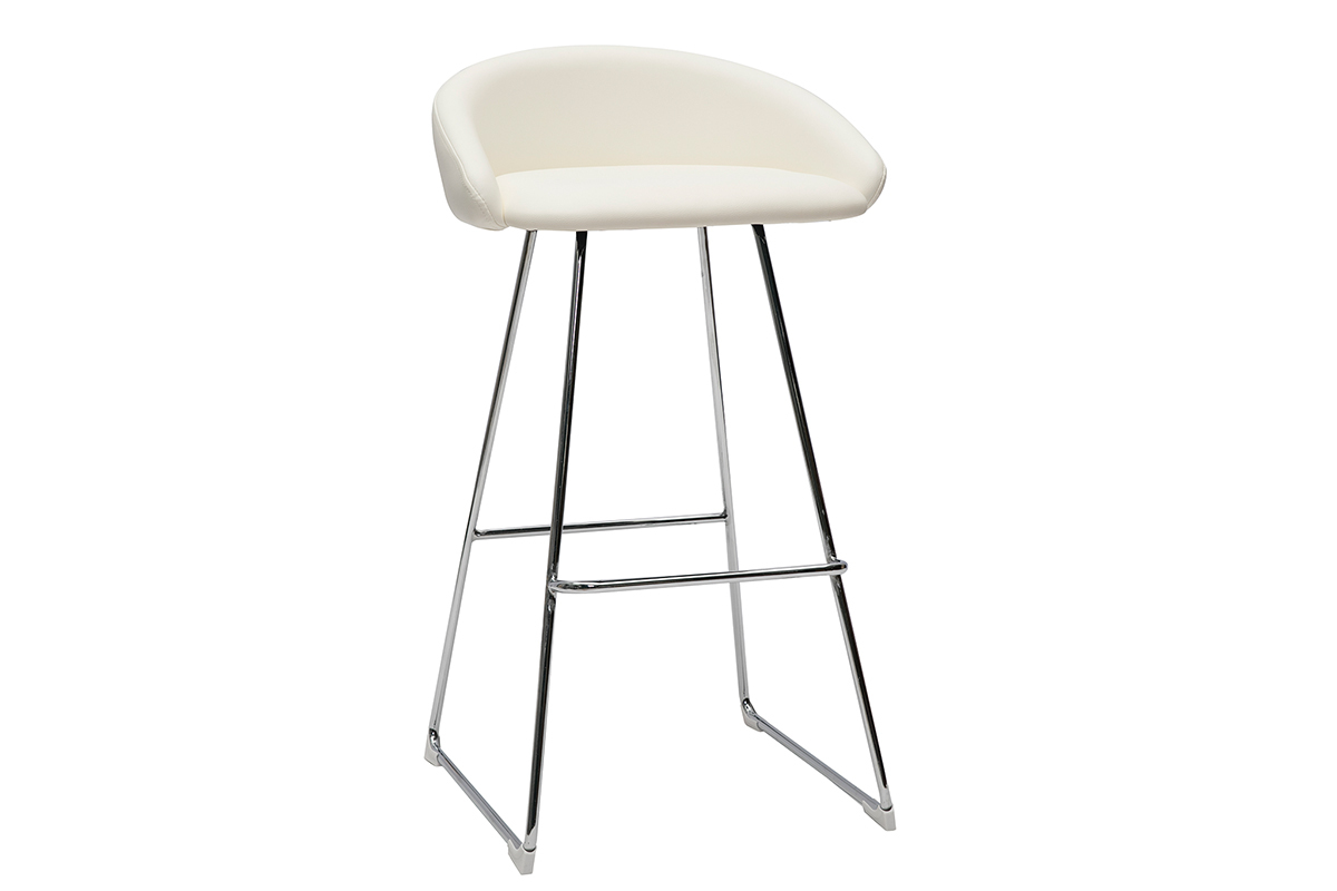 Sgabelli da bar design bianco e metallo cromato H75 cm (set di 2) REYNOLD