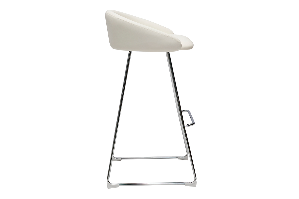 Sgabelli da bar design bianco e metallo cromato H75 cm (set di 2) REYNOLD