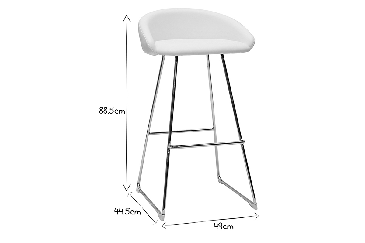 Sgabelli da bar design bianco e metallo cromato H75 cm (set di 2) REYNOLD