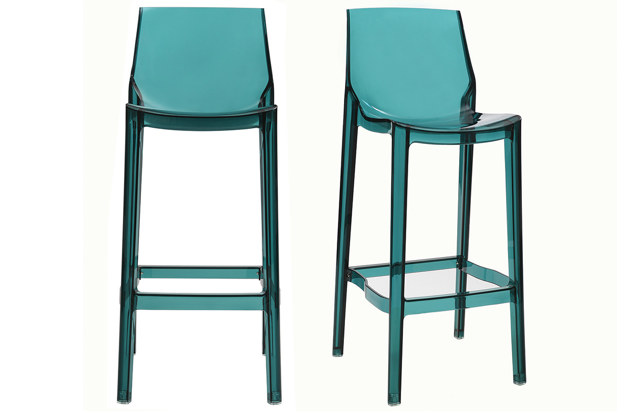 Sgabelli da bar design blu trasparente gruppo di 2 YLAK