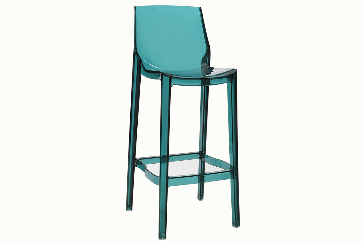 Sgabelli da bar design blu trasparente gruppo di 2 YLAK
