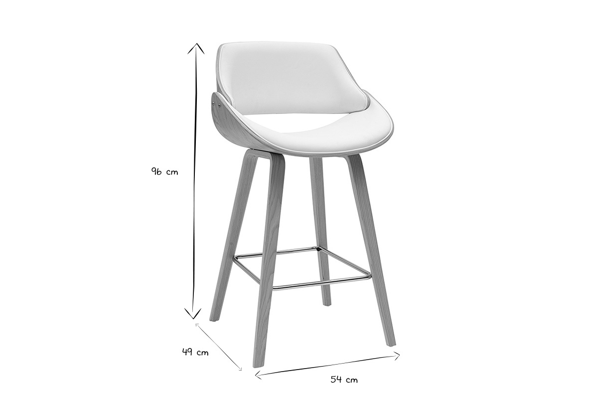 Sgabelli da bar design girevoli bianchi e legno chiaro H70 cm (set di 2) CLASH
