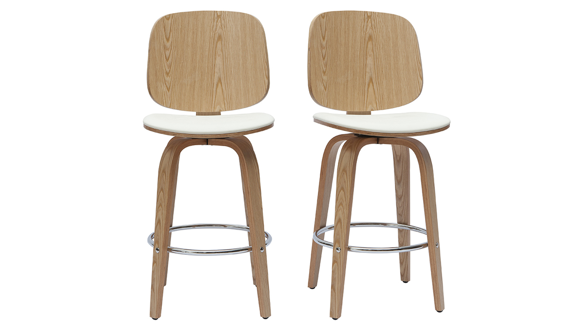 Set di 2 Sgabelli da Bar Girevoli a 360° in Velluto con Design a