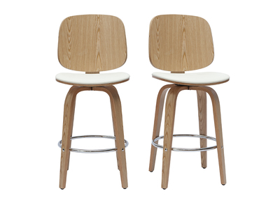 Sgabelli da bar design girevoli bianco e legno chiaro H66 cm (set di 2) BECK