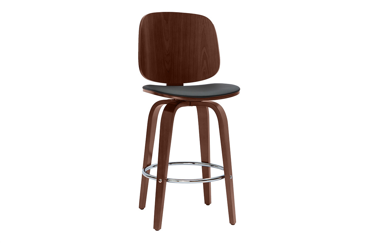 Sgabelli da bar design girevoli nero e legno scuro (set di 2) BECK