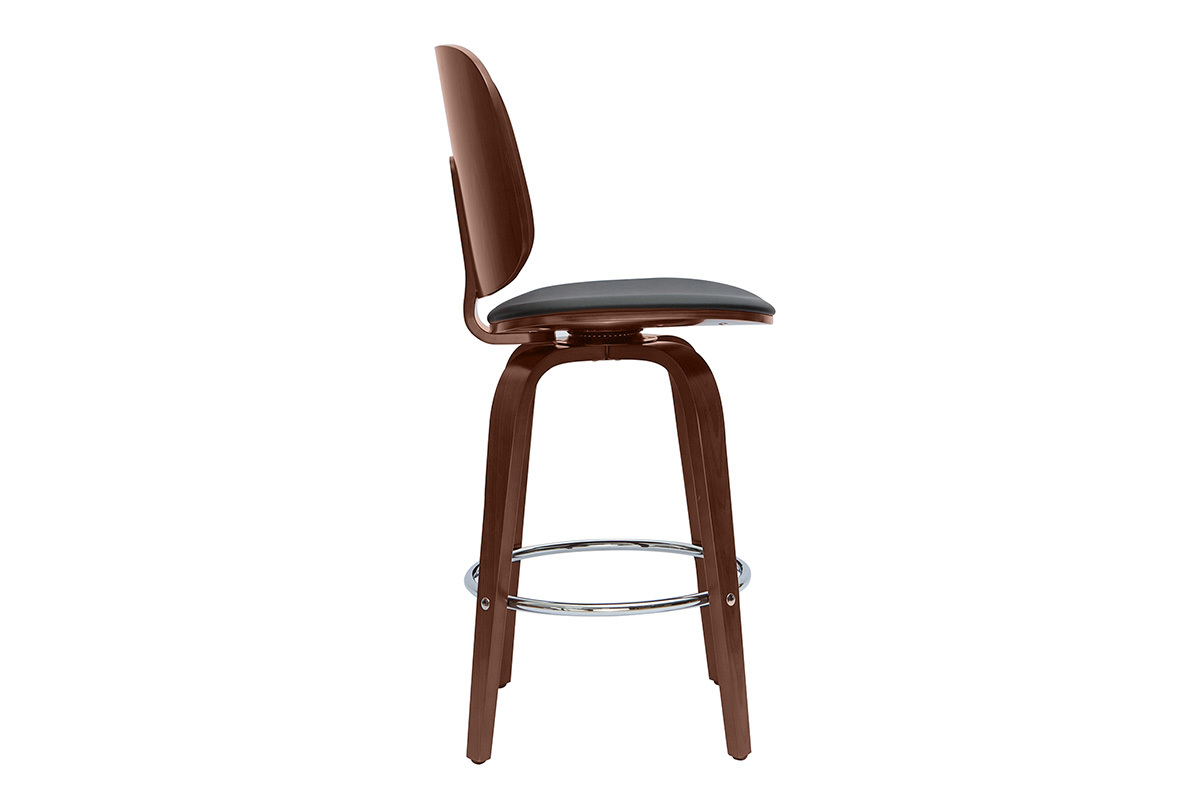 Sgabelli da bar design girevoli nero e legno scuro (set di 2) BECK