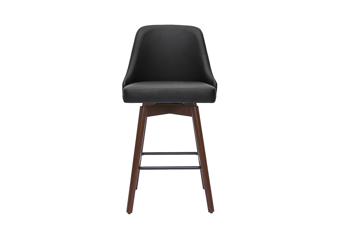 Sgabelli da bar design girevoli nero e legno scuro H65 cm (set di 2) HASTA