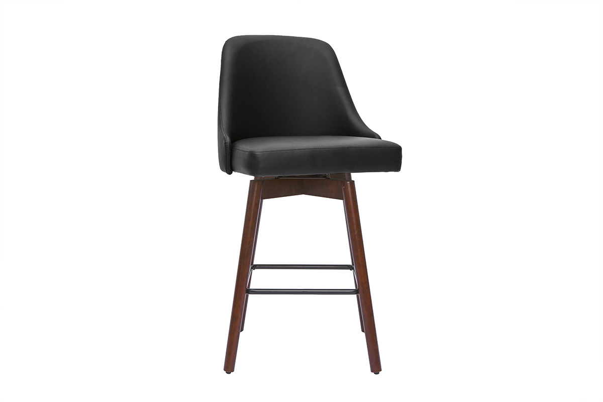 Sgabelli da bar design girevoli nero e legno scuro H65 cm (set di 2) HASTA