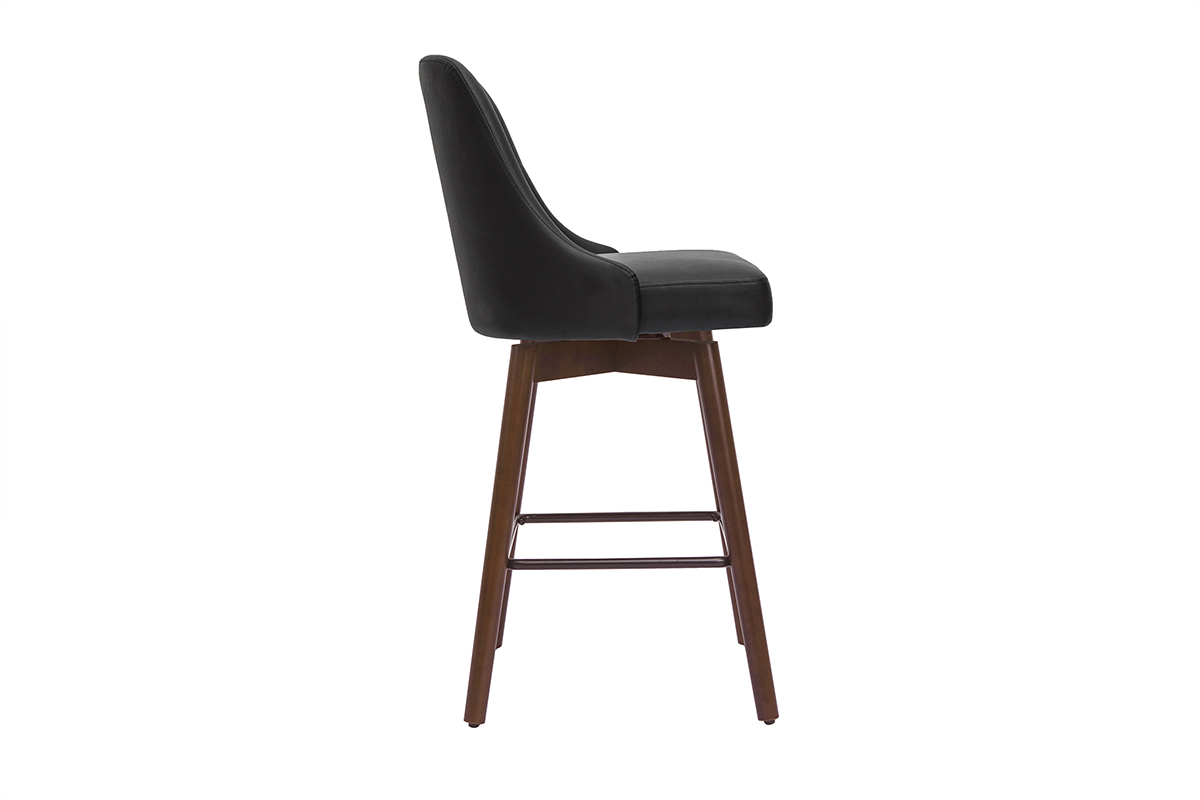 Sgabelli da bar design girevoli nero e legno scuro H65 cm (set di 2) HASTA
