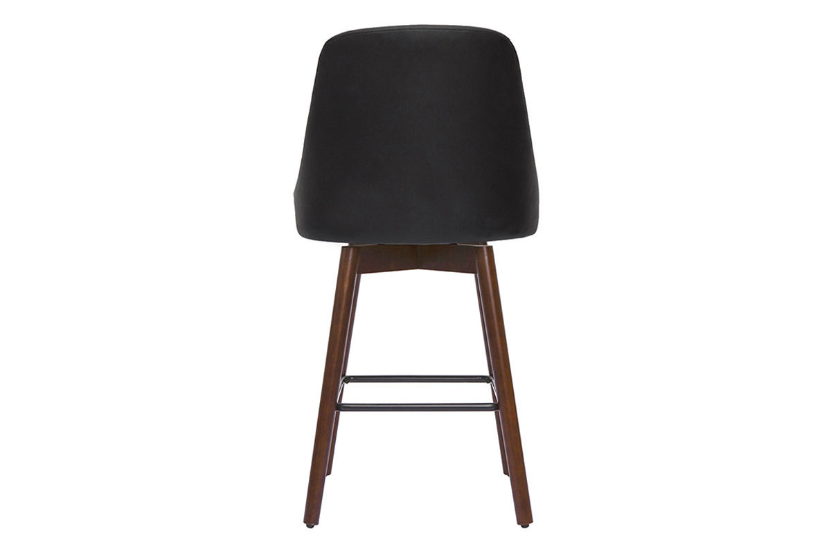 Sgabelli da bar design girevoli nero e legno scuro H65 cm (set di 2) HASTA