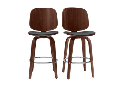 Sgabelli da bar design girevoli nero e legno scuro H66 cm (set di 2) BECK