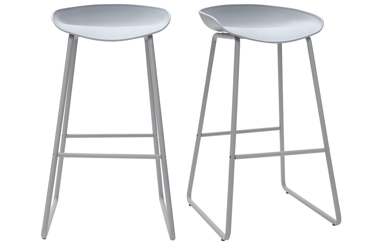 Sgabelli da bar design grigi con piedi in metallo (gruppo di 2) PEBBLE