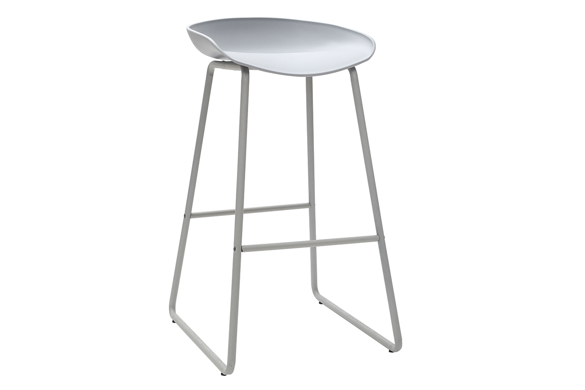 Sgabelli da bar design grigi con piedi in metallo (gruppo di 2) PEBBLE
