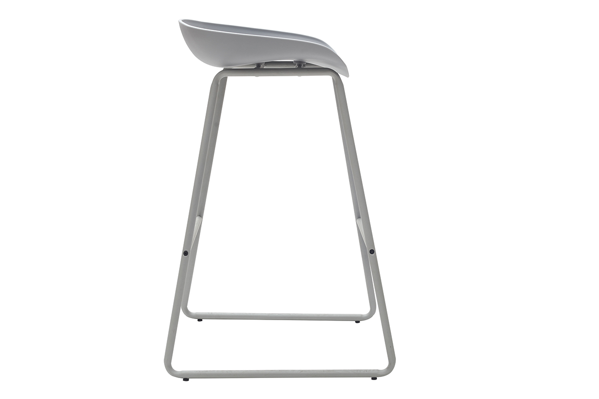Sgabelli da bar design grigi con piedi in metallo (gruppo di 2) PEBBLE