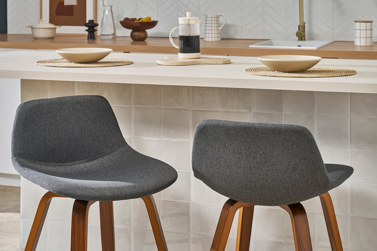 Sgabelli da bar design grigio scuro e noce H 65 cm (set di 2) NONIE