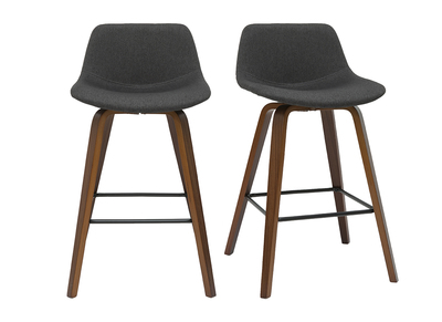 Sgabelli da bar design grigio scuro e noce H 65 cm (set di 2) NONIE
