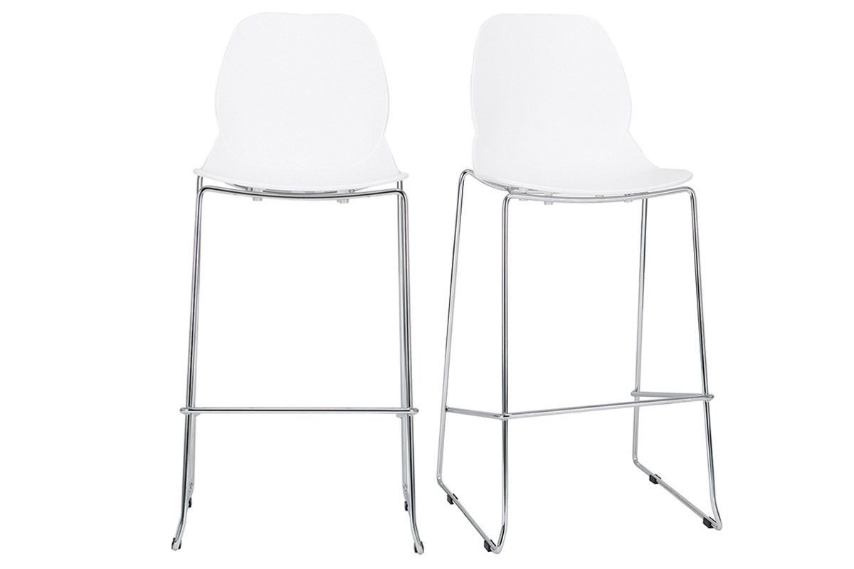 Sgabelli da bar design impilabili Bianco 76,5 cm lotto di 2 TROCADERO