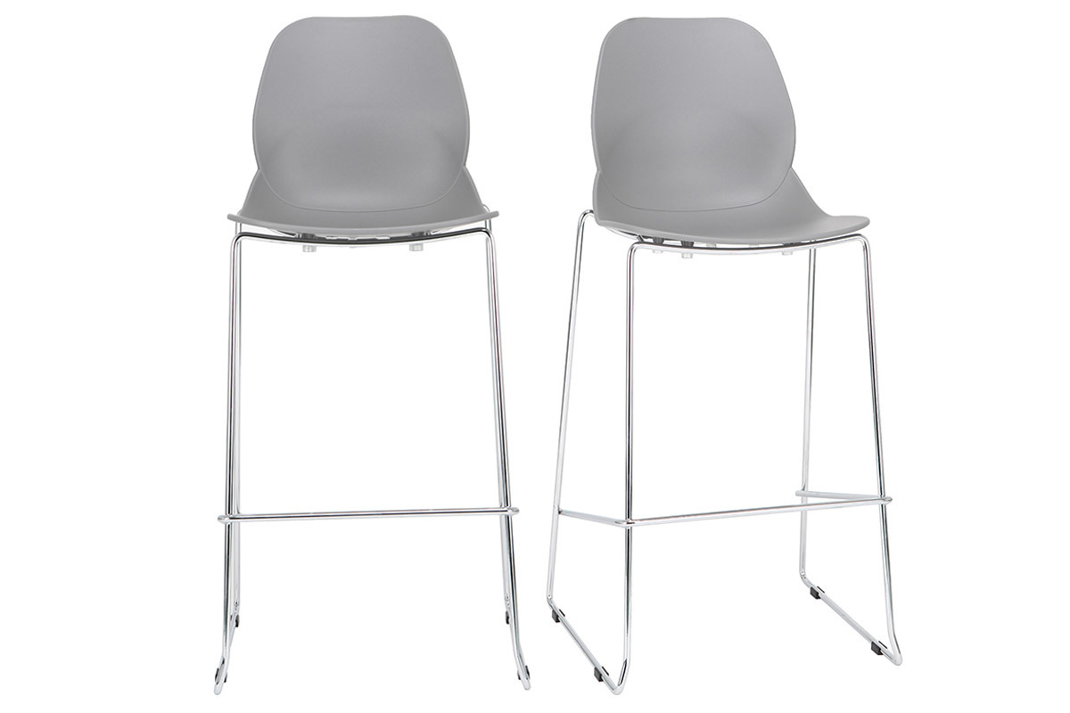 Sgabelli da bar design impilabili Grigio 76,5 cm lotto di 2 TROCADERO