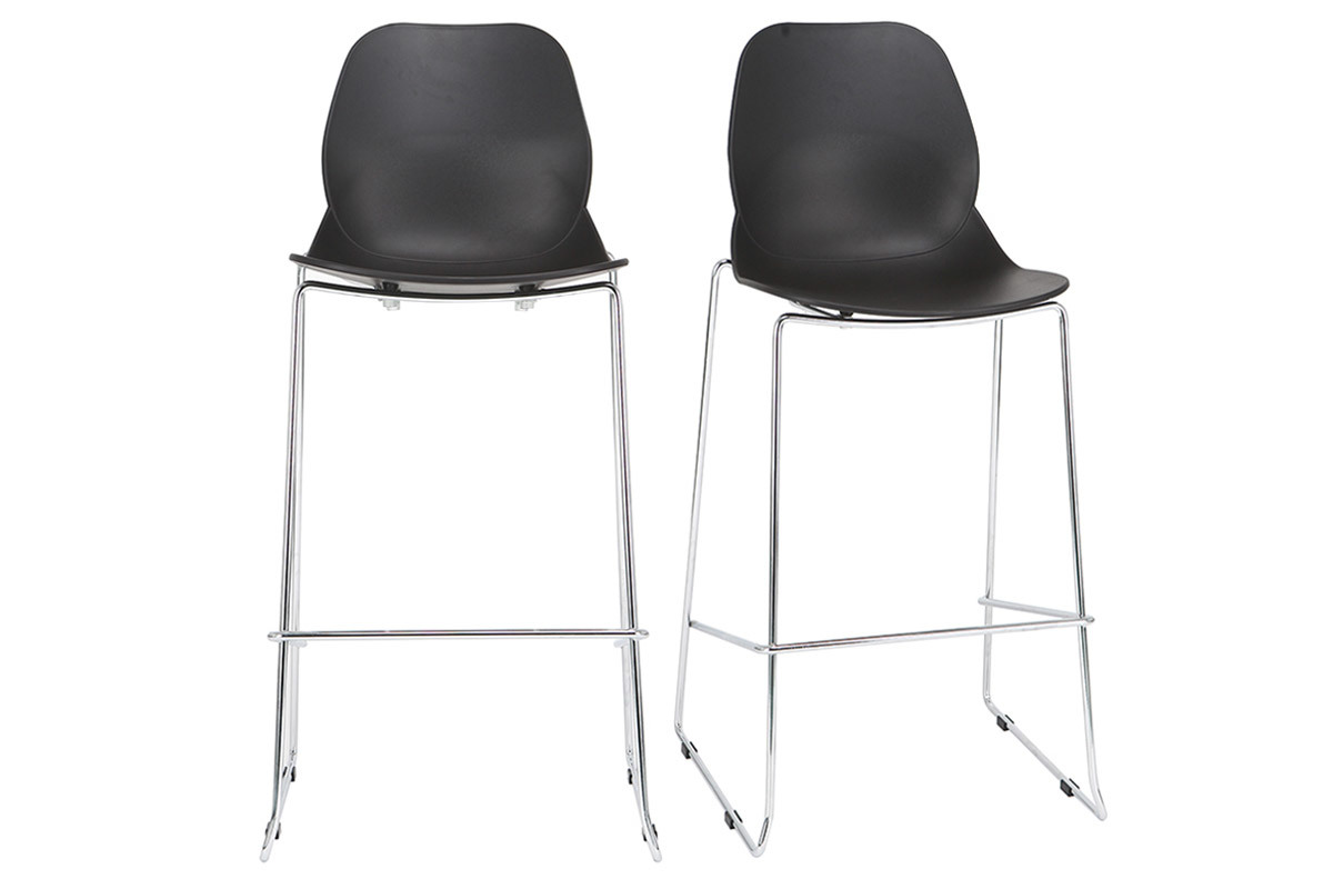 Sgabelli da bar design impilabili Nero 76,5 cm lotto di 2 TROCADERO