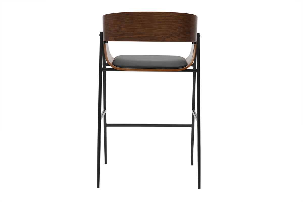 Sgabelli da bar design in legno scuro e metallo nero (set di 2) WESS